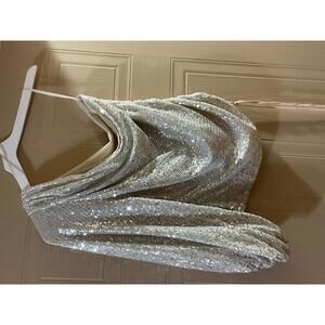 Mustard Seed Y2K Sequin One Shoulder Top Size Small